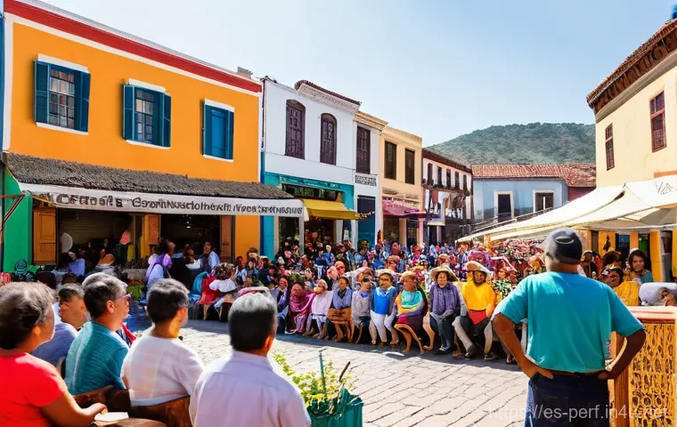 공연예술과 스폰서십 - **Prompt:** A vibrant, outdoor community festival scene in a charming, sunny town square, reminiscen...